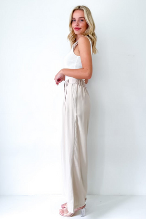 Jenna Wide Leg Pants - Stone