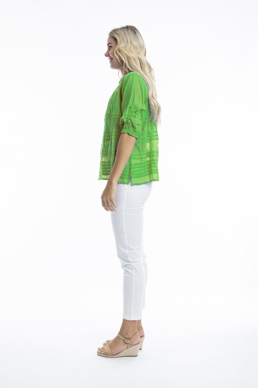 Essentials Pleated Top - Parakeet