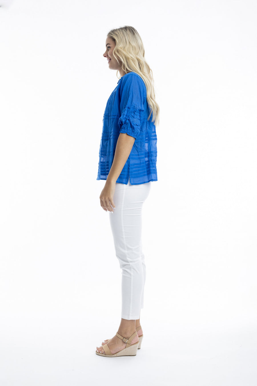 Essentials Pleated Top - Electric Blue