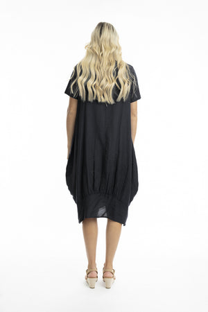 Essentials Linen Blend Bubble Dress - Black