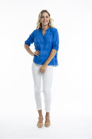 Essentials Pleated Top - Electric Blue