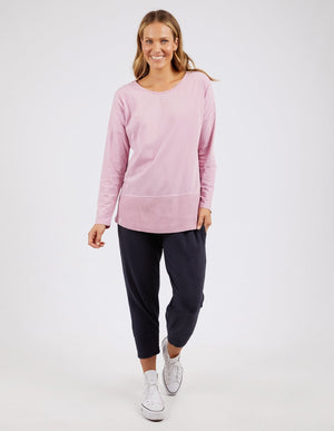 Rib Long Sleeve Tee - Peony Pink