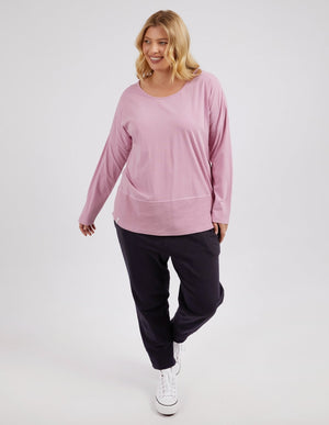 Rib Long Sleeve Tee - Peony Pink