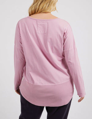 Rib Long Sleeve Tee - Peony Pink