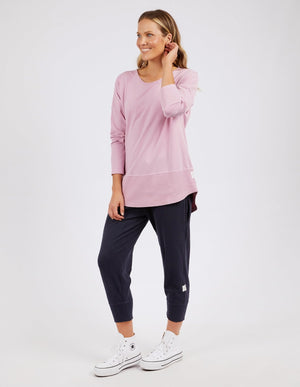 Rib Long Sleeve Tee - Peony Pink