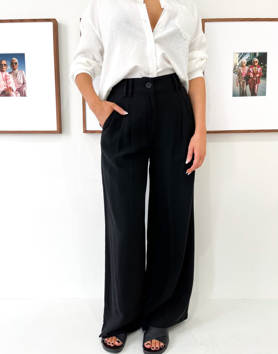 Jenna Wide Leg Pants - Black