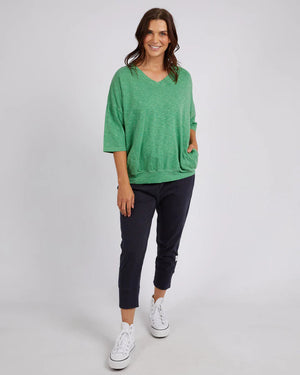 Mazie Vee Neck Tee - Green Briar