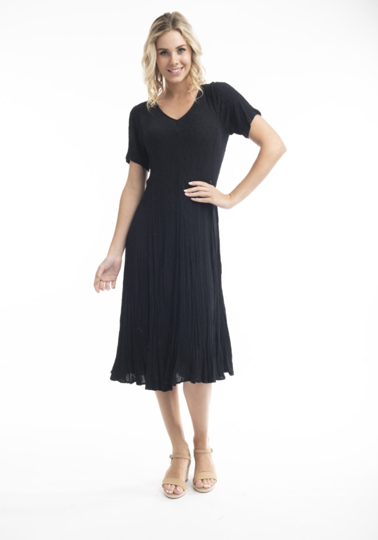 Essentials Godet Dress - Black