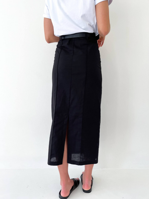 Black Linen Skirt
