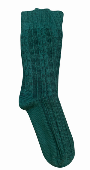 ‘Chunky Cable’ Green Merino Wool Socks