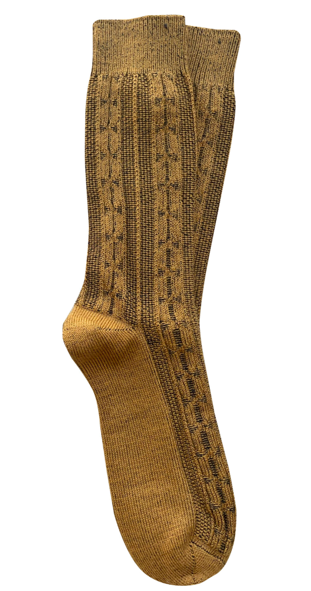‘Chunky Cable’ Mustard Merino Wool Socks