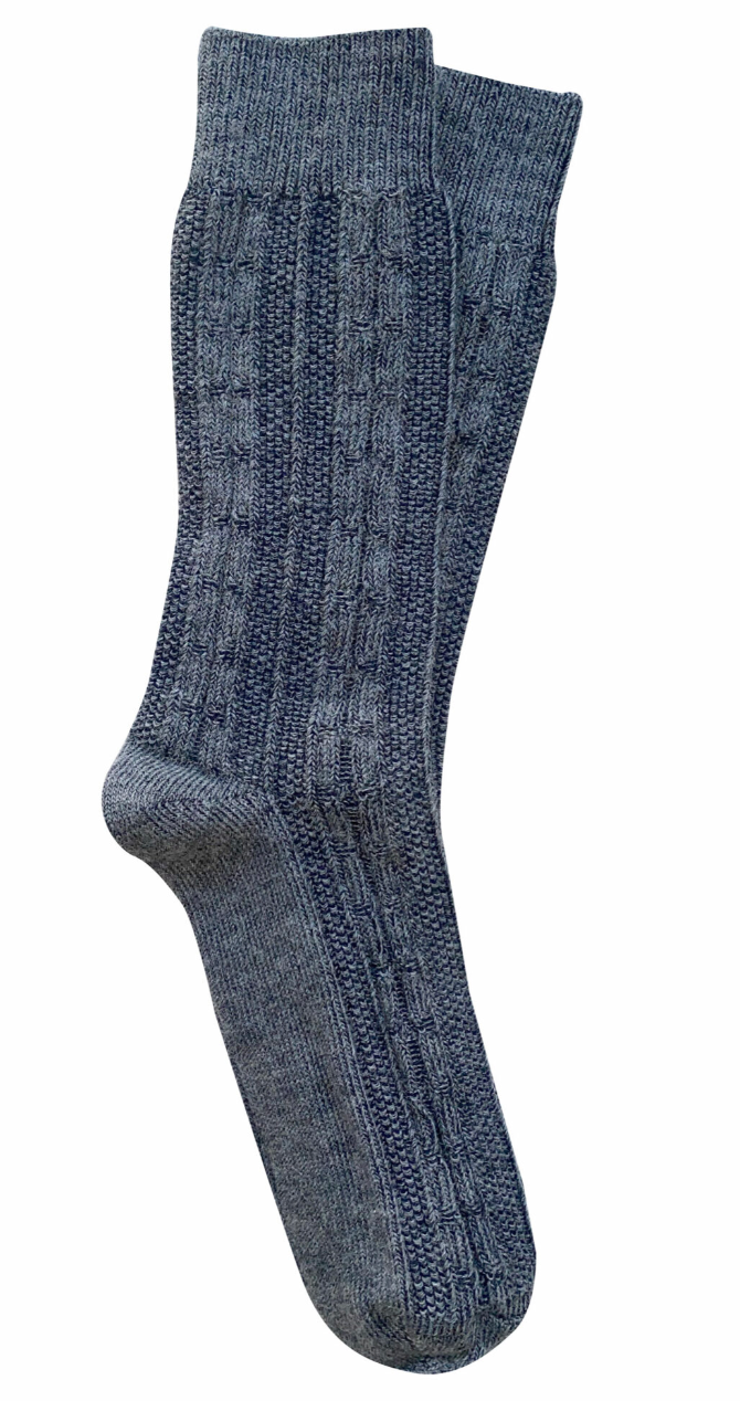 ‘Chunky Cable’ Charcoal Merino Wool Socks