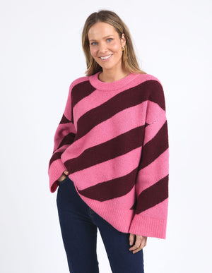 Sage Diagonal Stripe Knit