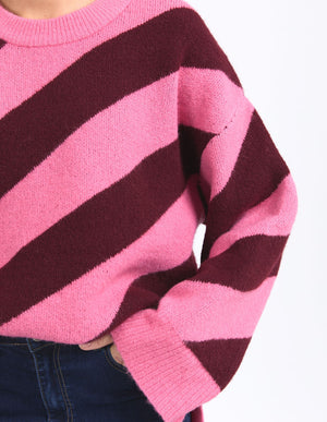 Sage Diagonal Stripe Knit