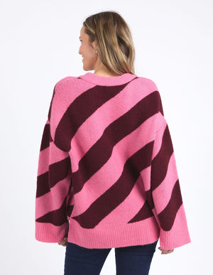 Sage Diagonal Stripe Knit